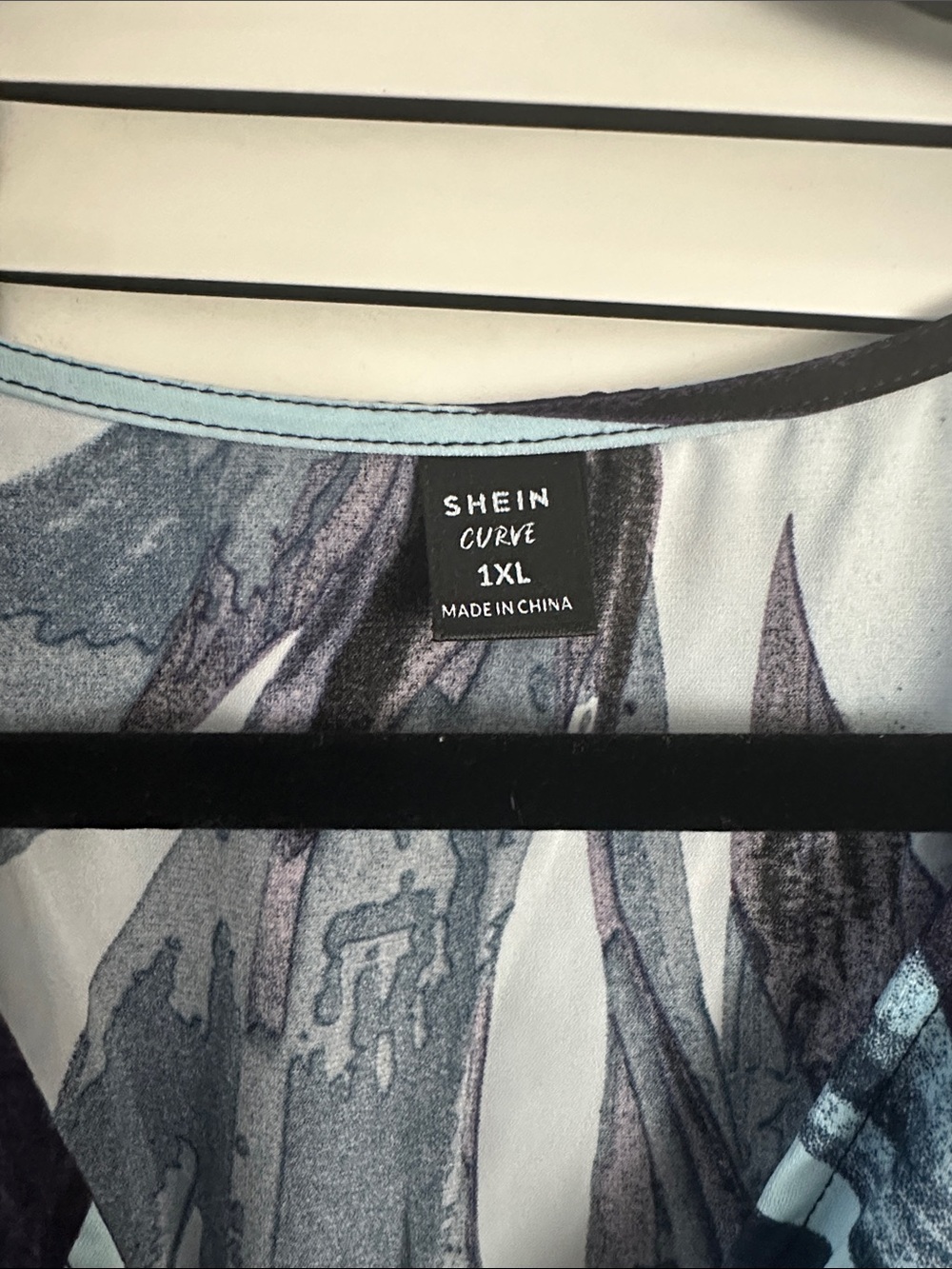 Shein Blue Purple Abstract Smocked Waist Midi Dress Size 1XL - Picture 4 of 4